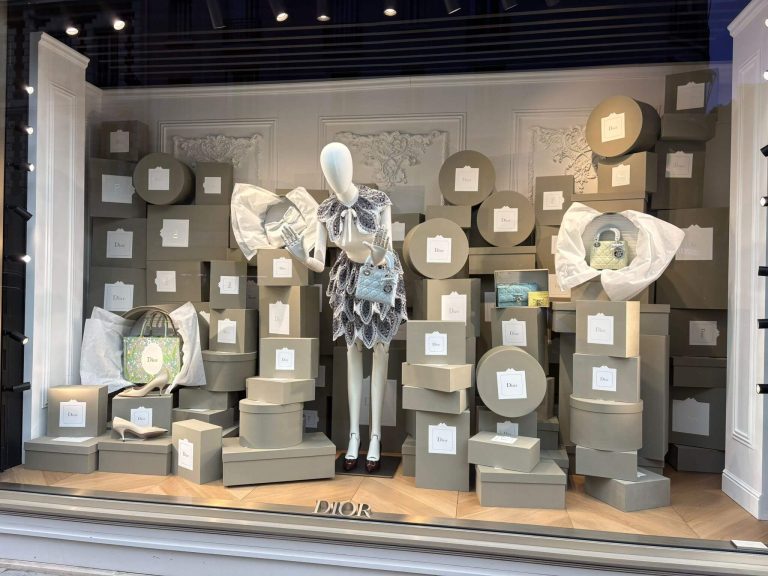 Vitrine Dior photographiée lors de la sortie pédagogique à Paris des étudiantes du BTS Esthétique