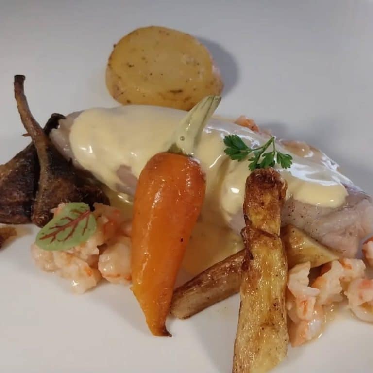 Plat gastronomique réalisé par les élèves de Bac Pro Cuisine lors de la soirée Bretagne Normandie